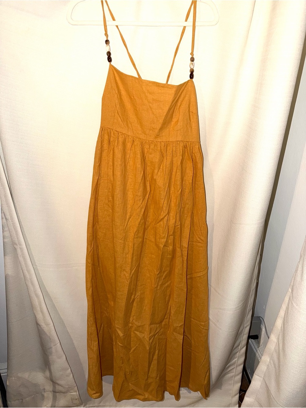 Abercrombie Women's tie-Back Babydoll Maxi Sundress with Beaded Straps